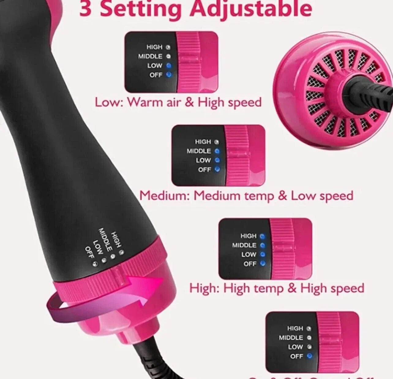 Hair Dryer Brush Blow Dryer Hot Air Brush Volumizing Styler for All Hair