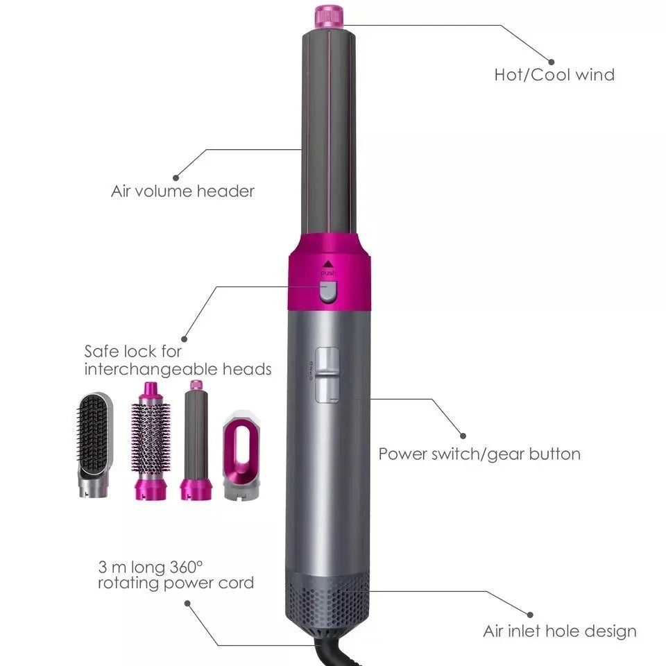 5 in 1 Hair Dryer Brush for Fast Drying Curling Volumizing Straightening