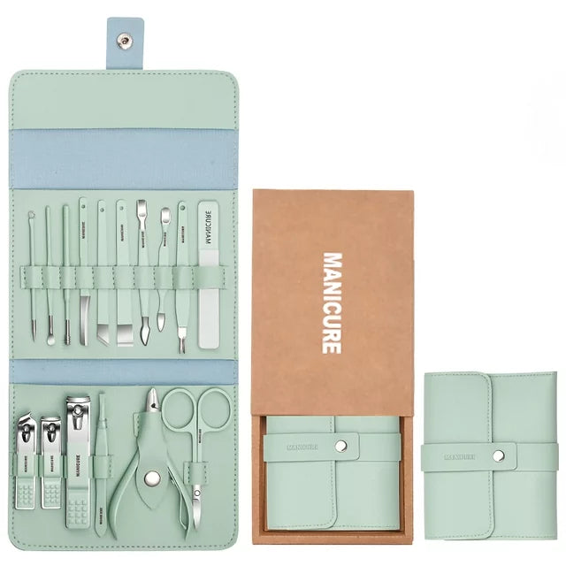 16-in-1 Stainless Steel Manicure & Pedicure Kit – Nail Clippers, Ear Pick & Grooming Set for Home Use