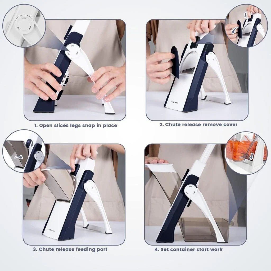 4-in-1 Multi-function Vegetable Slicer, Adjustable Drum Cutter, Vertical Grater, Kitchen Shredder Tool