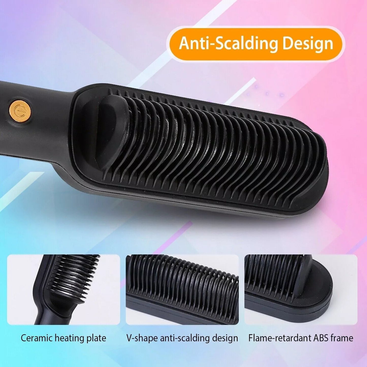 2-in-1 Hair Straightener & Curling Brush | Professional Styling Iron Comb