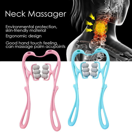 Neck Massager 6-Roller Neck Shoulder Trigger Point Pressure Pain Fatigue Relieve